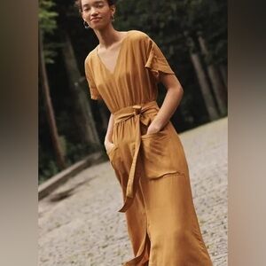 Madewell linen blend dolman short sleeve tie waist dress size 0